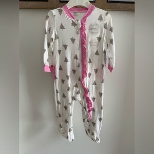 Milkberry Pink and White Tree Print Footie